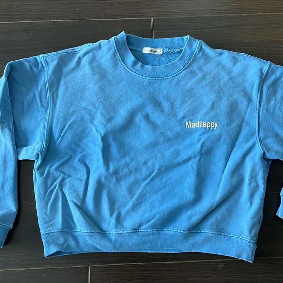 Madhappy Small Blue Cropped Sweatshirt,Small - Picture 3 of 9